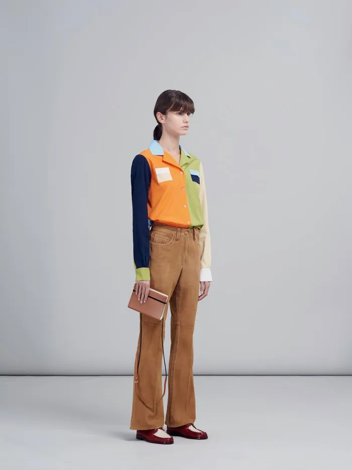 Marni Suede Natural Nappa Trousers Maroon Womens Pants Marni Suede Natural Nappa Trousers Maroon Womens Pants