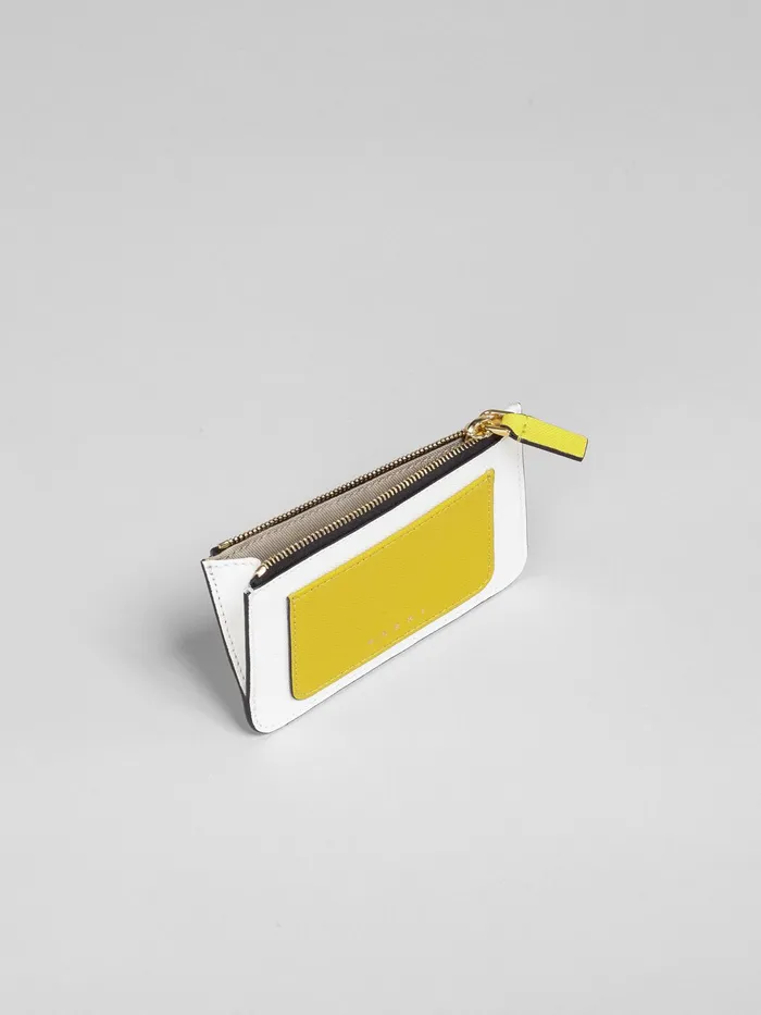 Marni Tone On Tone Yellow White Saffiano Leather Card Case Light Topaz Womens Wallets and Small Leather Goods Marni Tone On Tone Yellow White Saffiano Leather Card Case Light Topaz Womens Wallets and Small Leather Goods