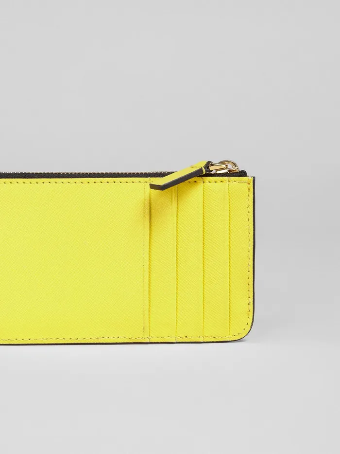 Marni Tone On Tone Yellow White Saffiano Leather Card Case Light Topaz Womens Wallets and Small Leather Goods Marni Tone On Tone Yellow White Saffiano Leather Card Case Light Topaz Womens Wallets and Small Leather Goods