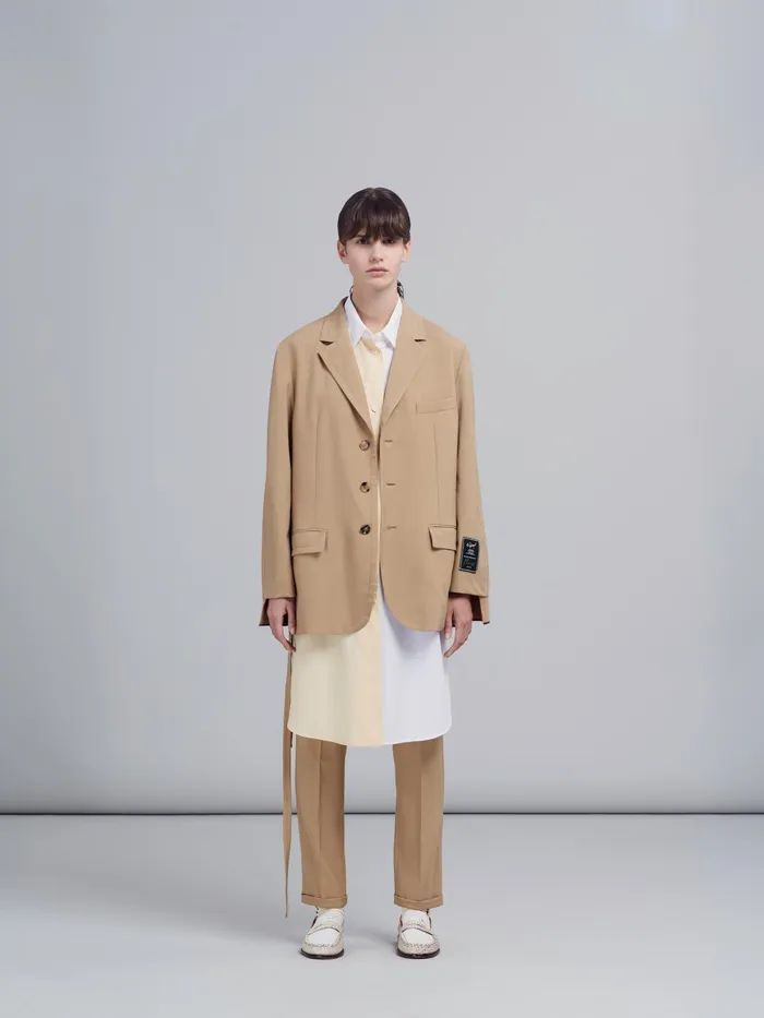 Marni Tropical Wool Blazer Jacket With Knit Inserts Dijon Womens Coats and Jackets Marni Tropical Wool Blazer Jacket With Knit Inserts Dijon Womens Coats and Jackets