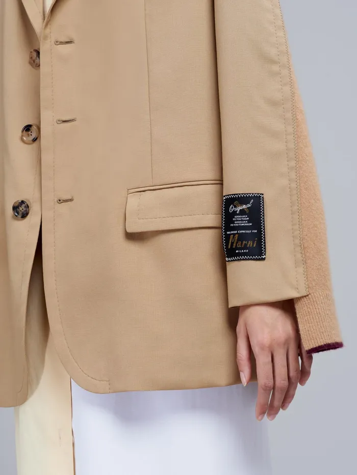 Marni Tropical Wool Blazer Jacket With Knit Inserts Dijon Womens Coats and Jackets Marni Tropical Wool Blazer Jacket With Knit Inserts Dijon Womens Coats and Jackets
