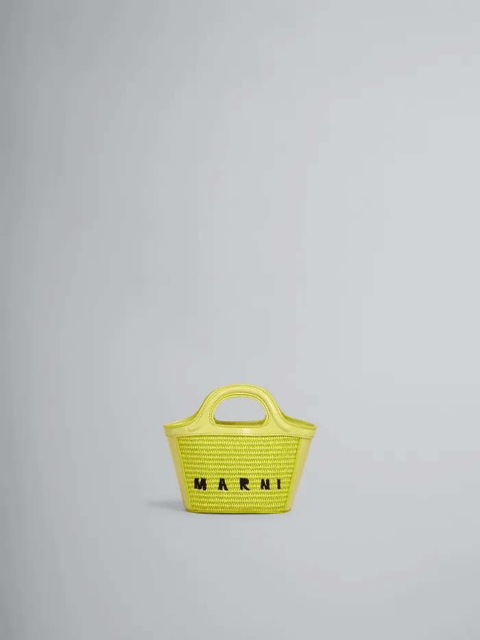 Marni Tropicalia Micro Bag In Yellow Leather And Raffia Lime Womens Handbags