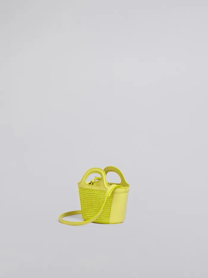 Marni Tropicalia Micro Bag In Yellow Leather And Raffia Lime Womens Handbags Marni Tropicalia Micro Bag In Yellow Leather And Raffia Lime Womens Handbags