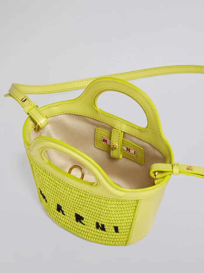 Marni Tropicalia Micro Bag In Yellow Leather And Raffia Lime Womens Handbags Marni Tropicalia Micro Bag In Yellow Leather And Raffia Lime Womens Handbags