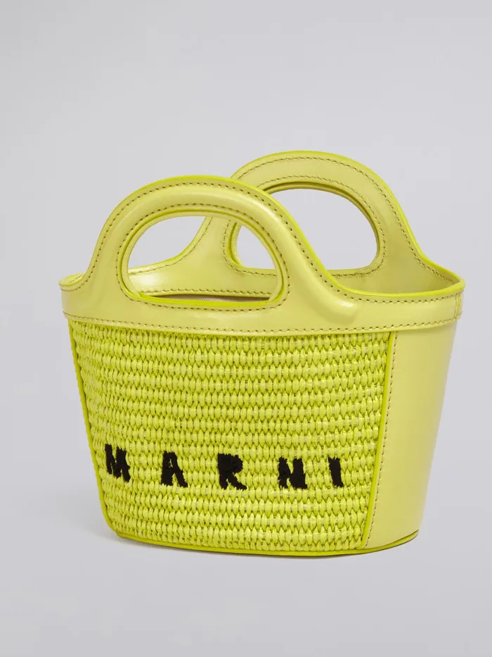 Marni Tropicalia Micro Bag In Yellow Leather And Raffia Lime Womens Handbags Marni Tropicalia Micro Bag In Yellow Leather And Raffia Lime Womens Handbags