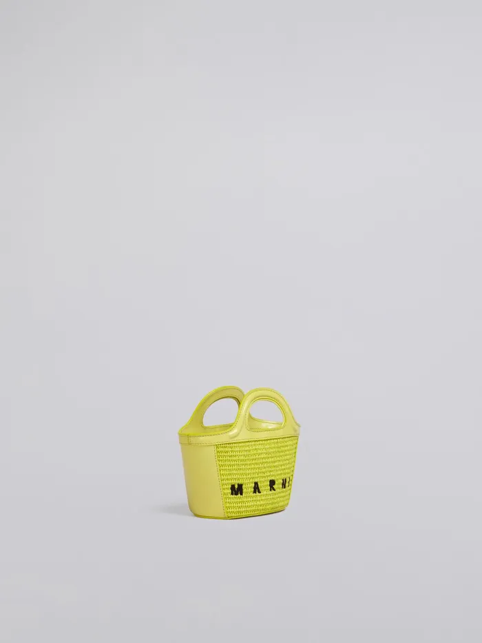Marni Tropicalia Micro Bag In Yellow Leather And Raffia Lime Womens Handbags Marni Tropicalia Micro Bag In Yellow Leather And Raffia Lime Womens Handbags