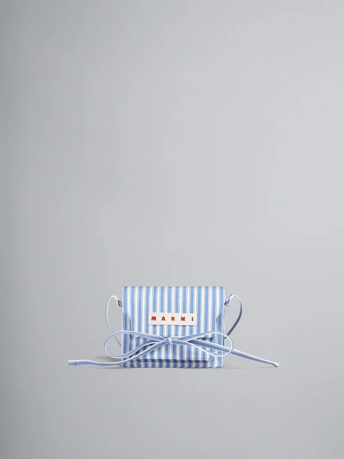 Marni Trunk Soft Mini Bag In Sky Blue And White Striped Poplin Iris Womens Handbags