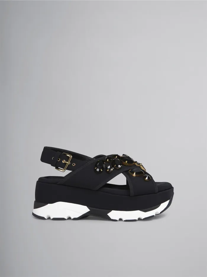 Marni Wedge In Technical Fabric Black Womens Sandals and Wedges