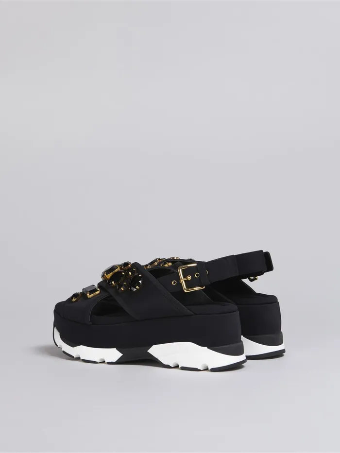 Marni Wedge In Technical Fabric Black Womens Sandals and Wedges Marni Wedge In Technical Fabric Black Womens Sandals and Wedges