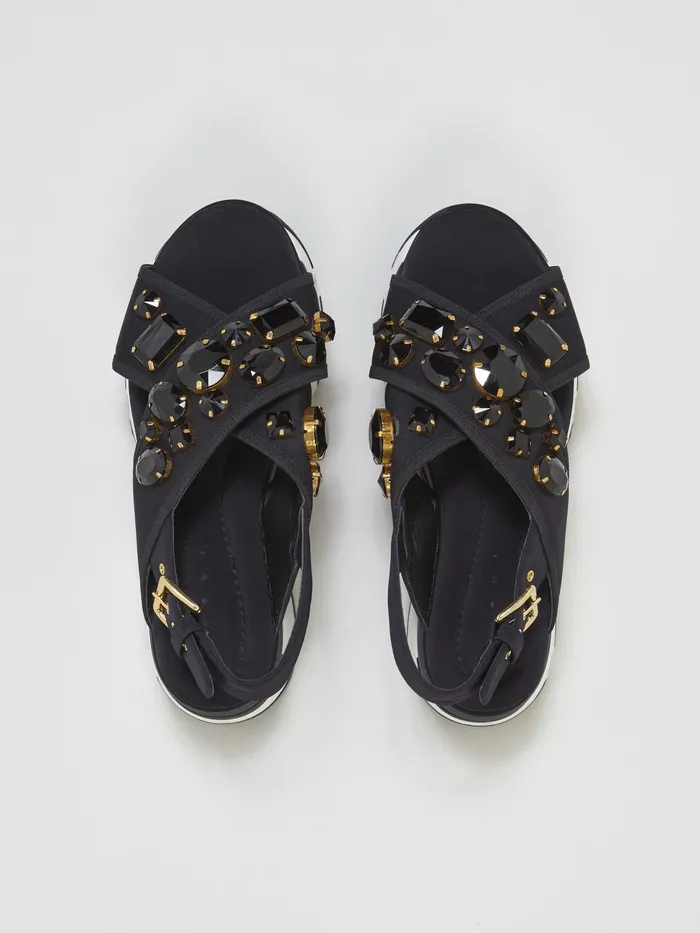 Marni Wedge In Technical Fabric Black Womens Sandals and Wedges Marni Wedge In Technical Fabric Black Womens Sandals and Wedges