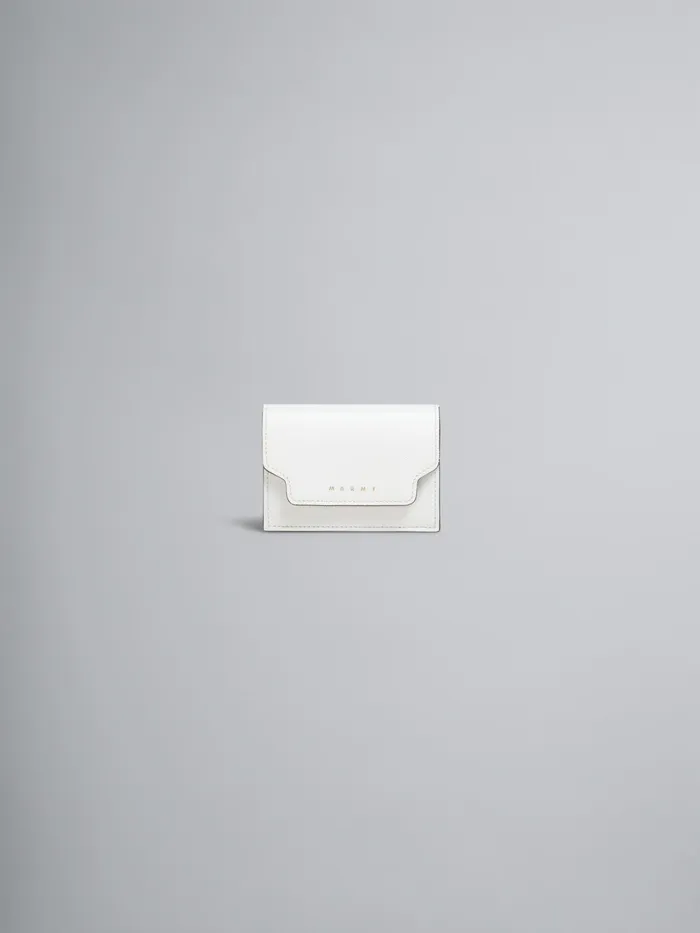 Marni White Saffiano Leather Trifold Wallet Limestone Womens Wallets and Small Leather Goods