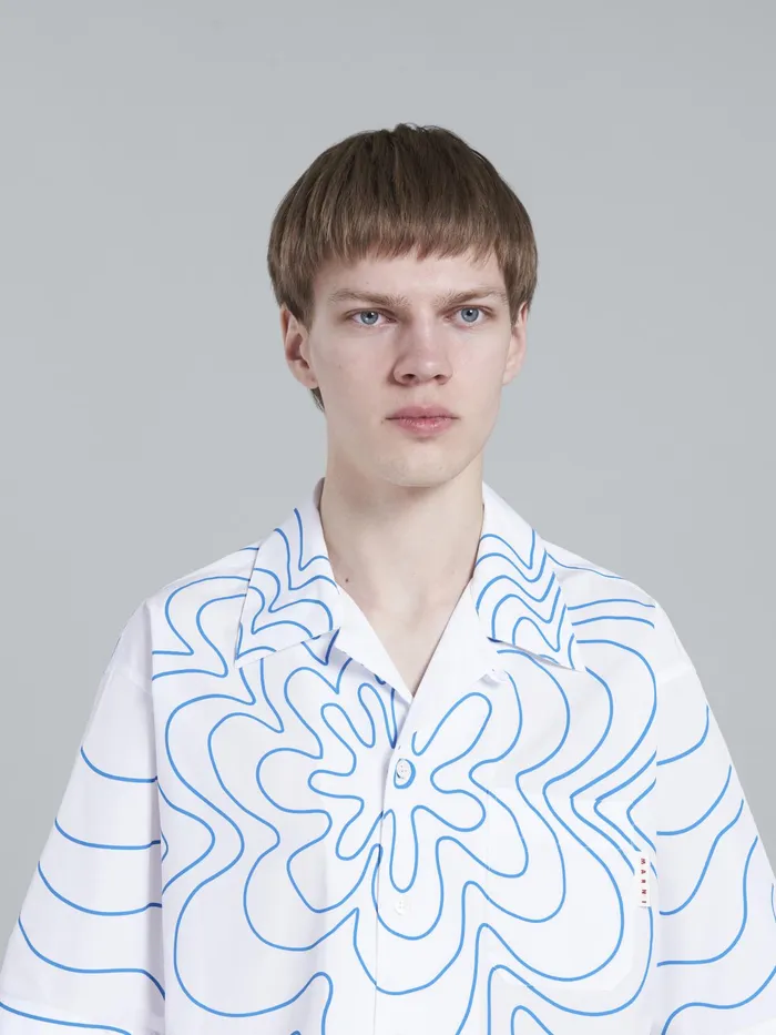 Marni White Vibrating Flower Poplin Bowling Shirt Lily White Mens Shirts Marni White Vibrating Flower Poplin Bowling Shirt Lily White Mens Shirts