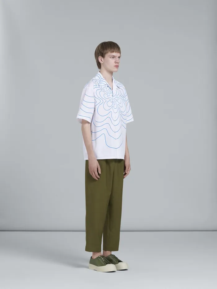 Marni White Vibrating Flower Poplin Bowling Shirt Lily White Mens Shirts Marni White Vibrating Flower Poplin Bowling Shirt Lily White Mens Shirts