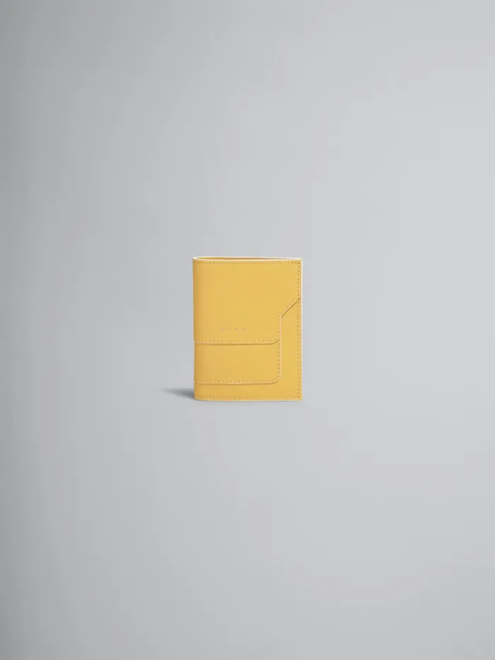Marni Yellow Saffiano Leather Bifold Wallet Maiz Womens Wallets and Small Leather Goods