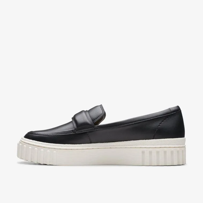 Mayhill Cove Black Leather Women Clarks SlipOns