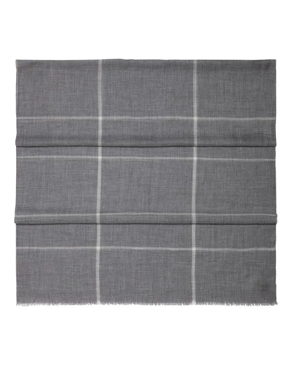 Men 007 Fine Gauge Cashmere Checked ScarfIn Mid Grey Mid Grey NPeal Scarves