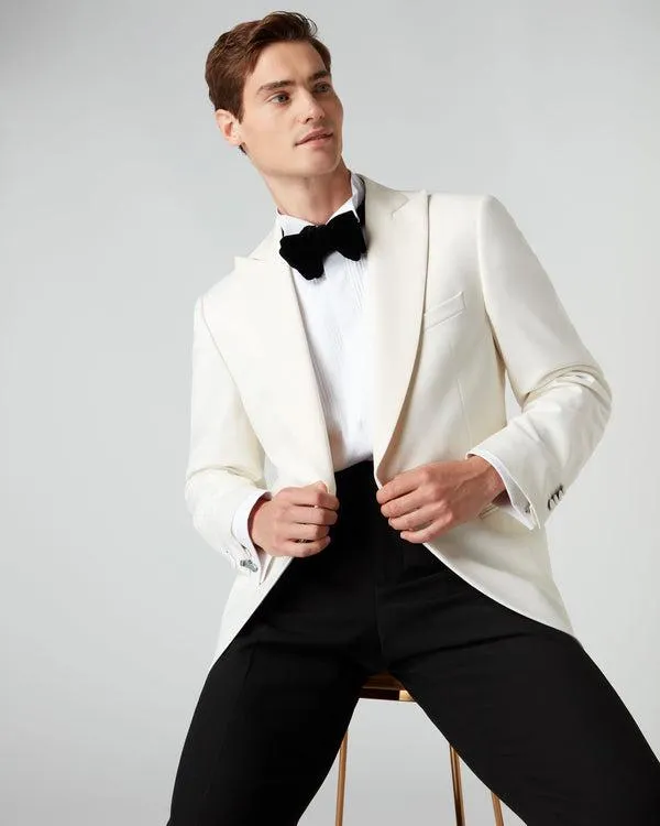 Men 007 Woven Dinner JacketIn White White NPeal Coats and Jackets