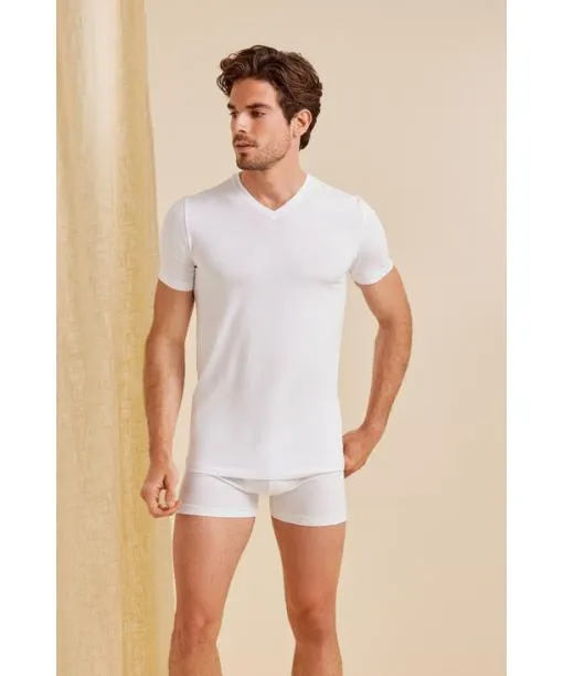 Men 2Pack Men TShirt Vneck Daily Comfort Midnight FALKE Shirts