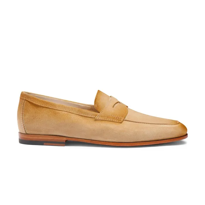Men Beige Suede Carlo Loafer Santoni Loafers