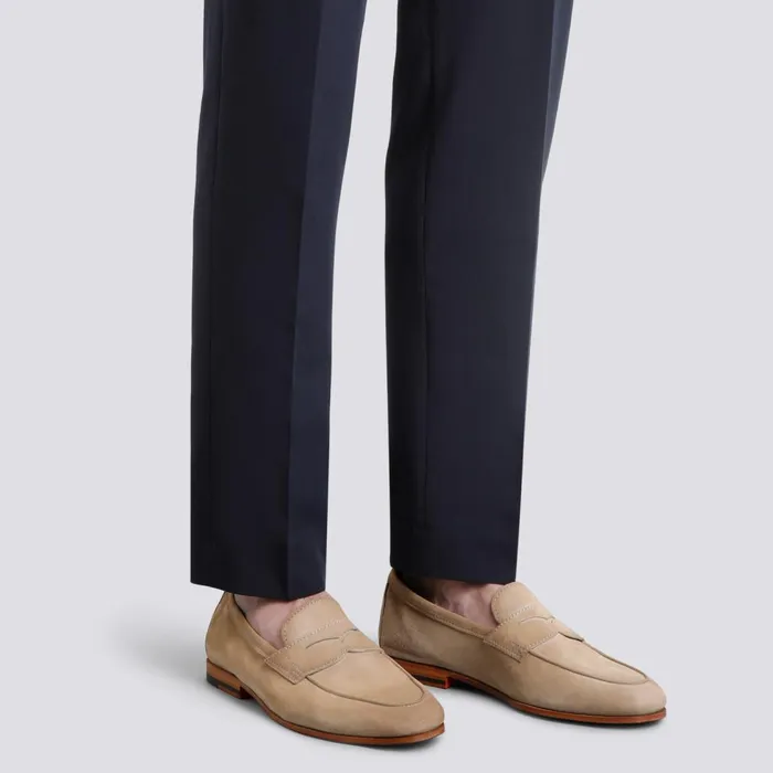 Men Beige Suede Carlo Loafer Santoni Loafers