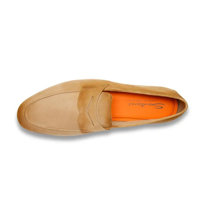 Men Beige Suede Carlo Loafer Santoni Loafers