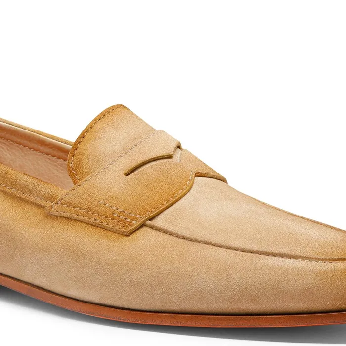 Men Beige Suede Carlo Loafer Santoni Loafers
