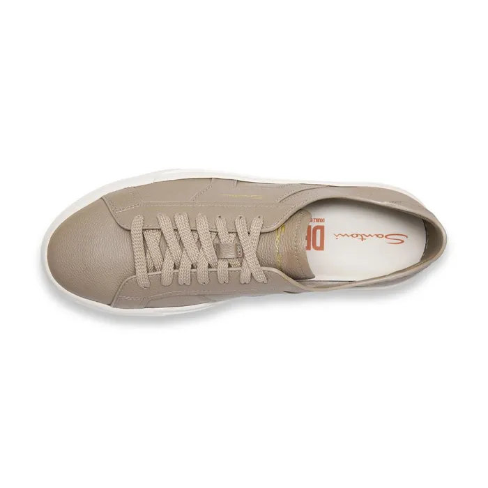Men Beige Tumbled Leather Double Buckle Sneaker Santoni Sneakers