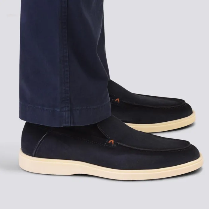 Men Blue Suede Loafer Santoni Loafers