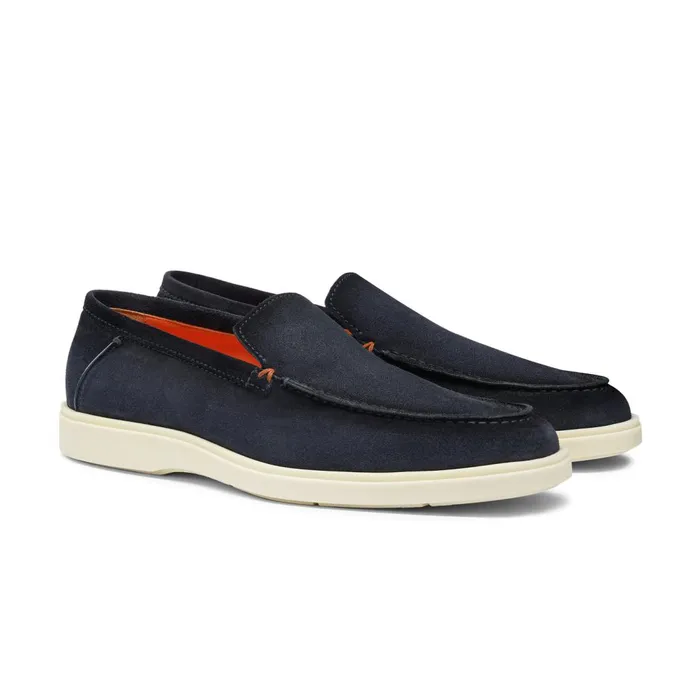 Men Blue Suede Loafer Santoni Loafers