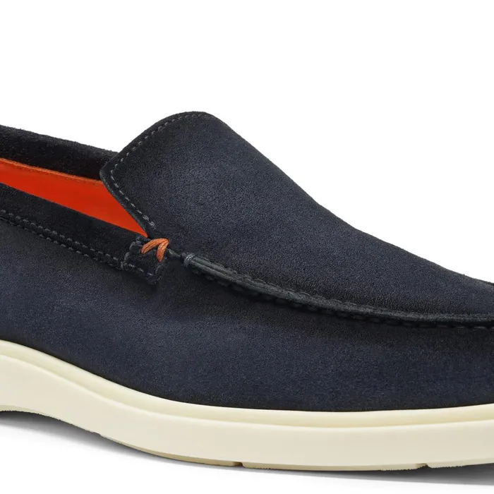 Men Blue Suede Loafer Santoni Loafers