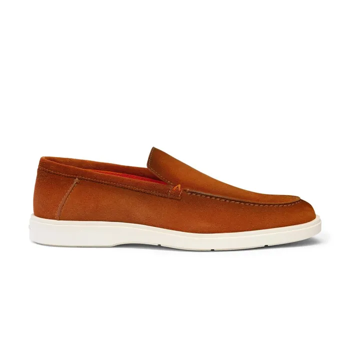 Men Brown Suede Loafer Santoni Loafers