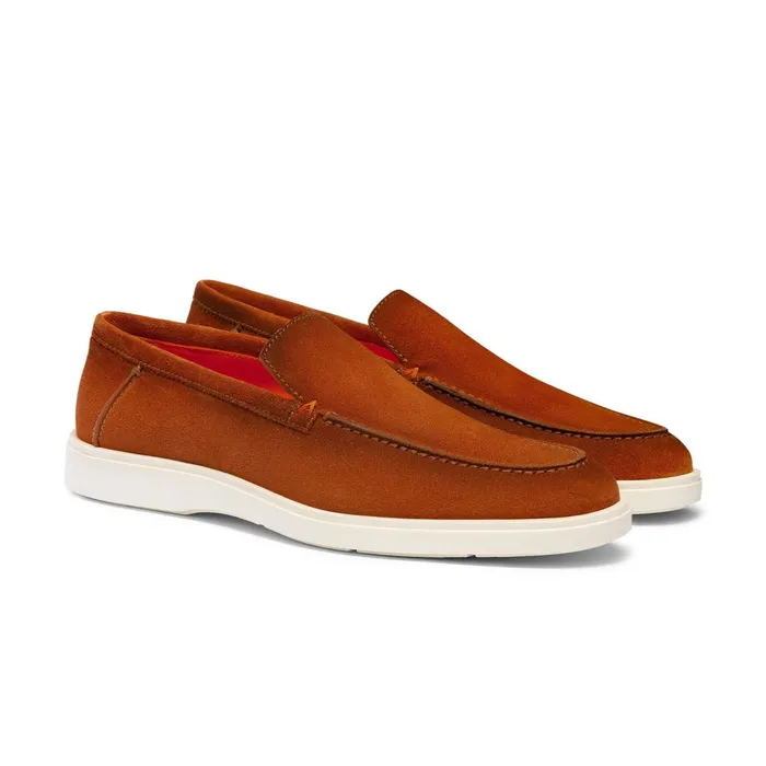 Men Brown Suede Loafer Santoni Loafers