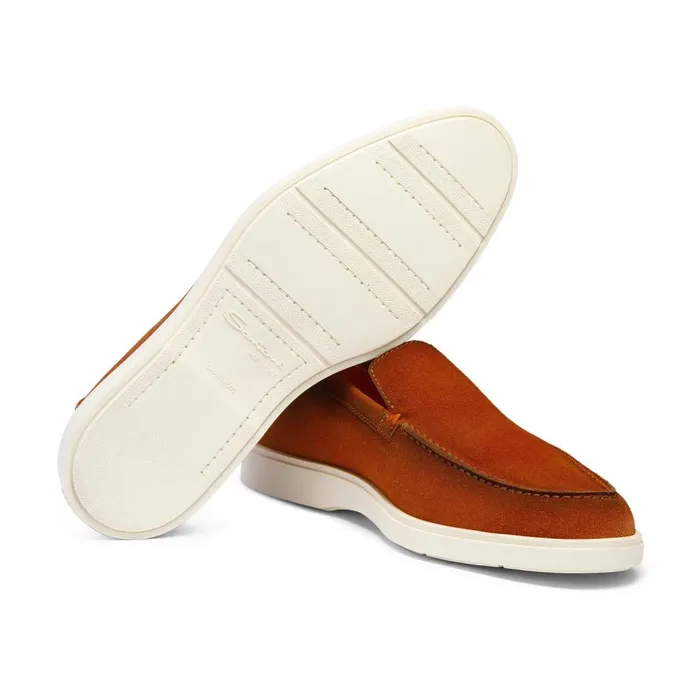 Men Brown Suede Loafer Santoni Loafers
