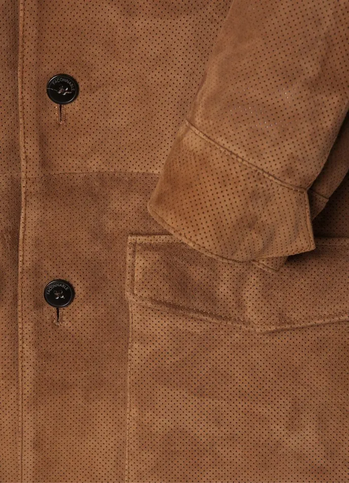 Men Coats and Jackets Faonnable Suede Safari Jacket Chocolate Brown
