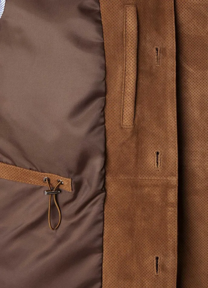 Men Coats and Jackets Faonnable Suede Safari Jacket Chocolate Brown