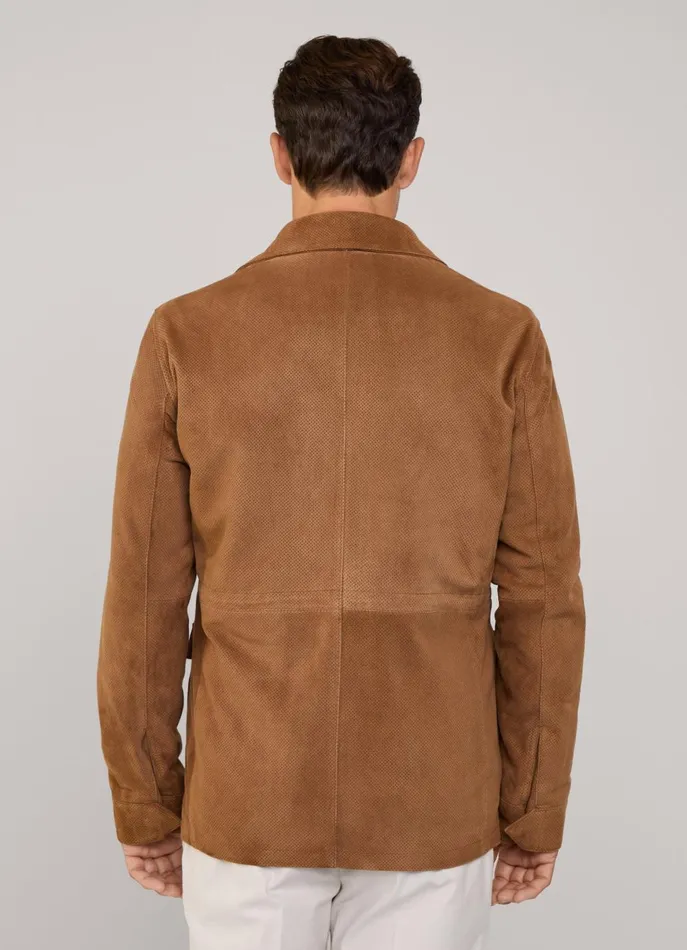 Men Coats and Jackets Faonnable Suede Safari Jacket Chocolate Brown