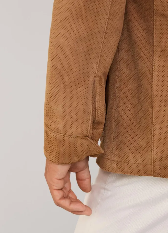 Men Coats and Jackets Faonnable Suede Safari Jacket Chocolate Brown