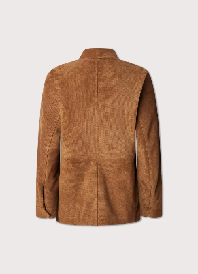 Men Coats and Jackets Faonnable Suede Safari Jacket Chocolate Brown
