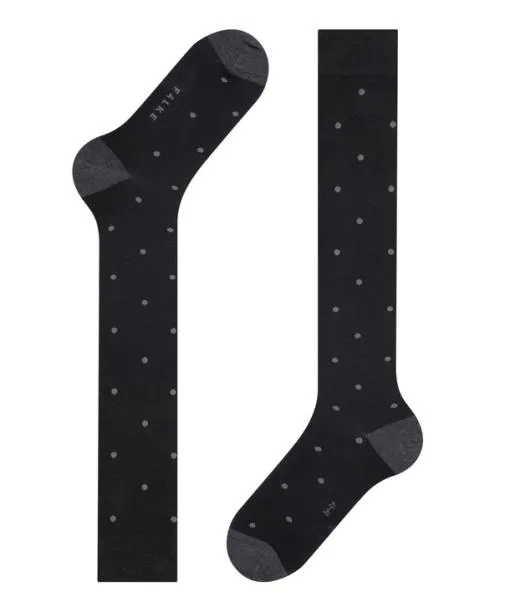 Men Dot Men Kneehigh Socks Anthracite Mel FALKE Knee High Socks