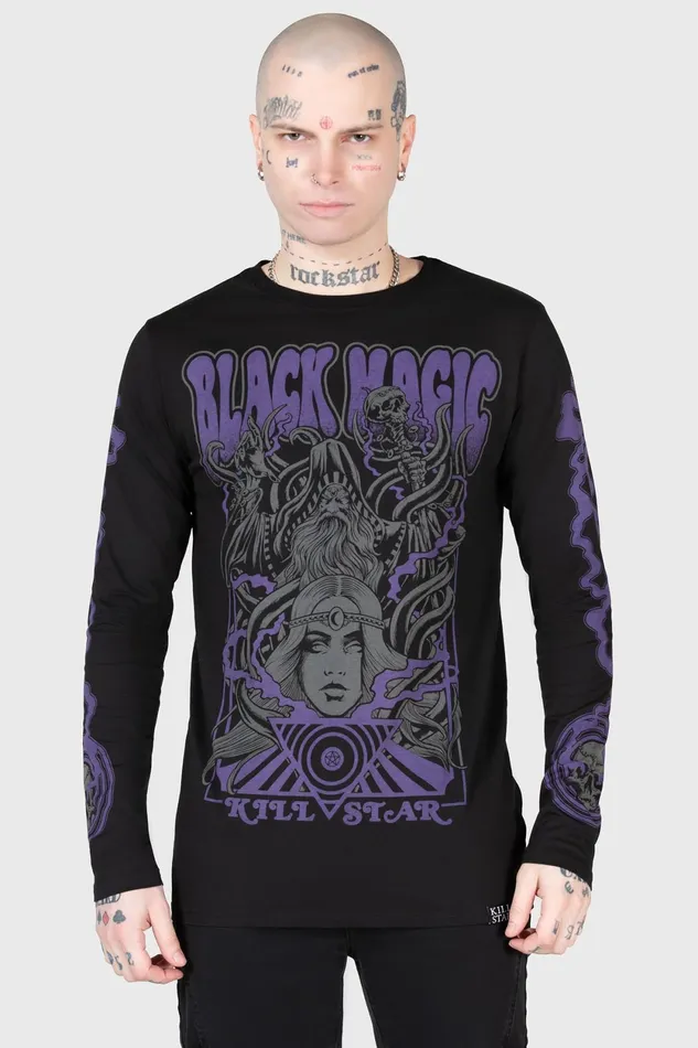 Men Graphic Tops Killstar Blac Magick Long Sleeve Top