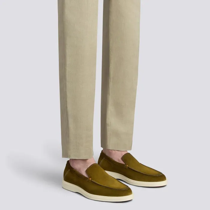 Men Green Suede Loafer Santoni Loafers