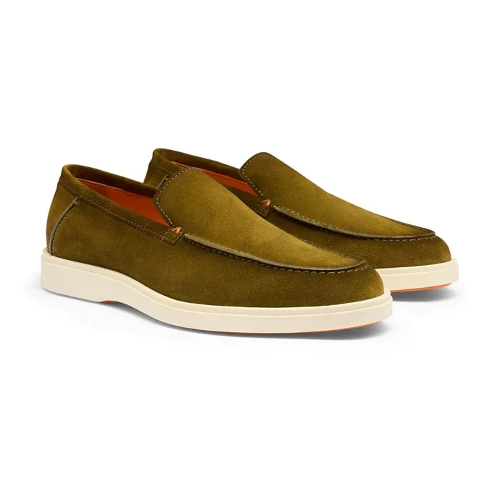 Men Green Suede Loafer Santoni Loafers