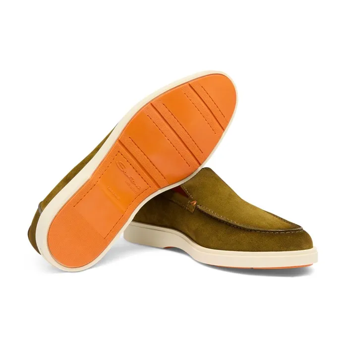 Men Green Suede Loafer Santoni Loafers