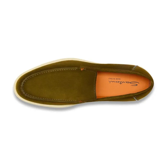 Men Green Suede Loafer Santoni Loafers