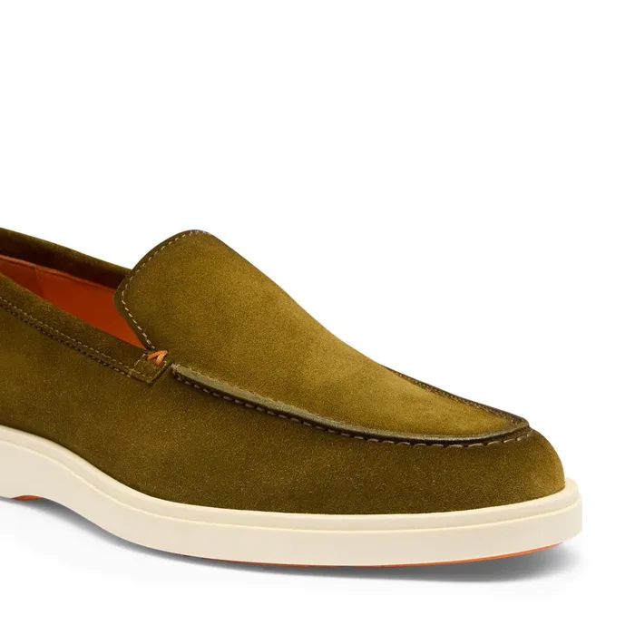 Men Green Suede Loafer Santoni Loafers