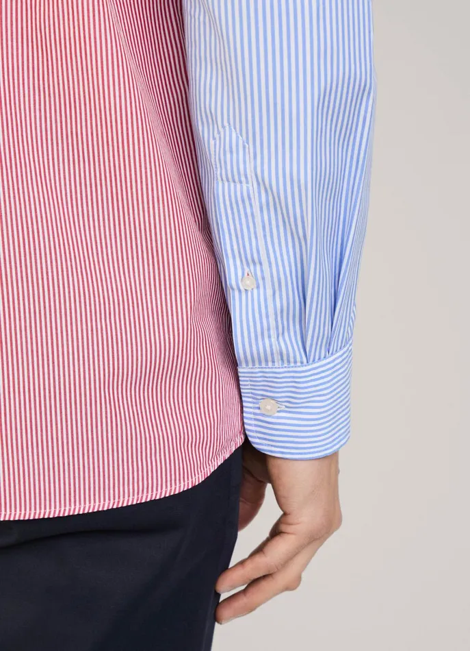 Men Iconic Shirts Faonnable Regular Fit Colour Block Poplin Shirt Naval Blue