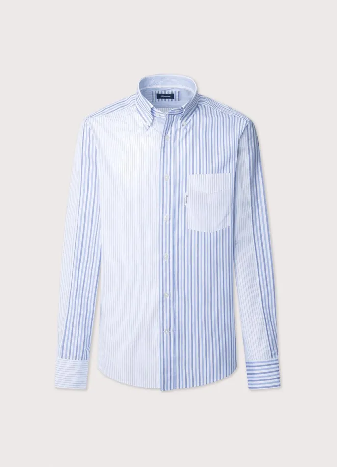 Men Iconic Shirts Faonnable Regular Fit Striped Poplin Shirt Bluewhite