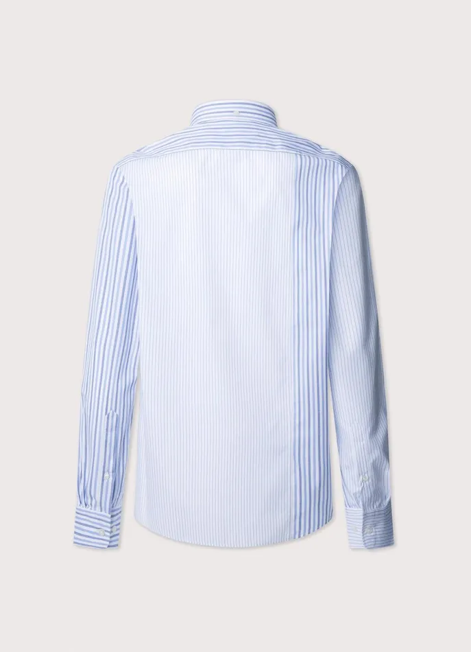 Men Iconic Shirts Faonnable Regular Fit Striped Poplin Shirt Bluewhite