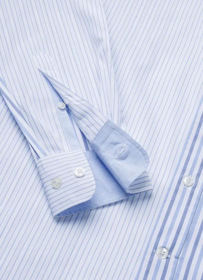 Men Iconic Shirts Faonnable Regular Fit Striped Poplin Shirt Bluewhite