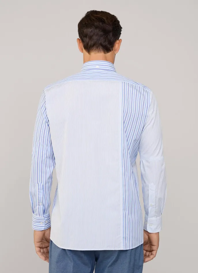 Men Iconic Shirts Faonnable Regular Fit Striped Poplin Shirt Bluewhite